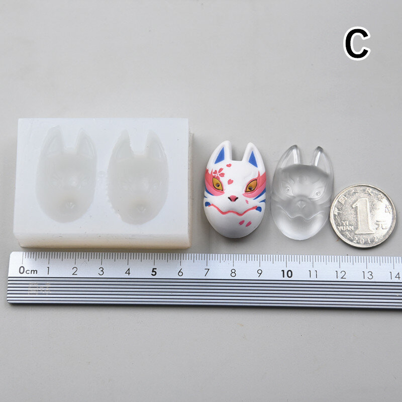 Cetakan silikon lem UV Resin epoksi DIY cetakan tanah liat masker rubah untuk gantungan kunci perlengkapan Aksesori perhiasan