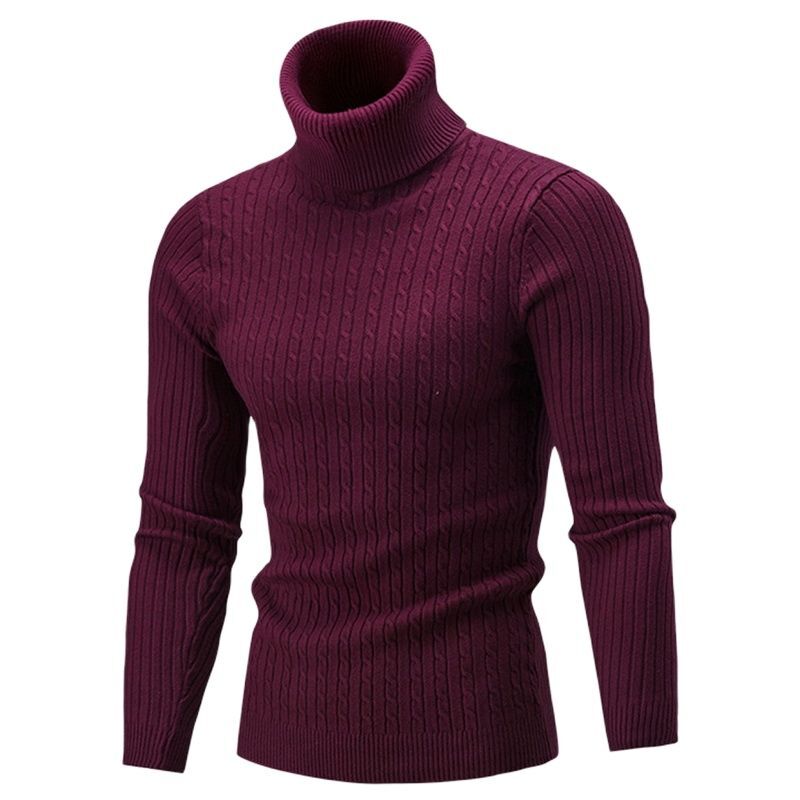 Повседневный свитер с воротником-лодочкой, вязаные осенние мужские пуловеры, свитера, теплые свитера с воротником-хомутом, мужской джемпер, облегающий топ на зиму