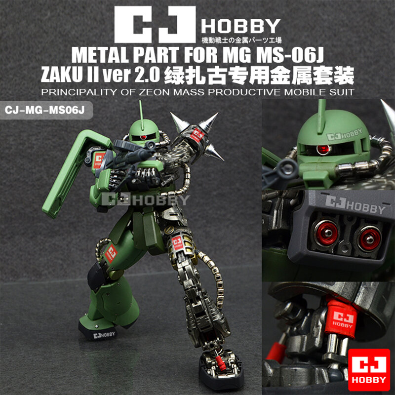CJ Hobby Detalhe Conjunto para MG Zaku II, Fumarola Verde, Modificação da Articulação Metálica, Modelos de Terno Móvel, Brinquedos, Acessórios Metálicos