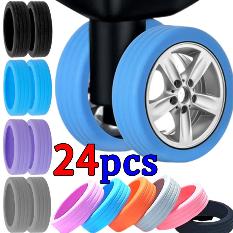 4-24pcs Luggage Wheels Protector Silicone Wheels Caster Shoes Travel Luggage Suitcase Reduce Noise Wheel Guard Cover Accessories