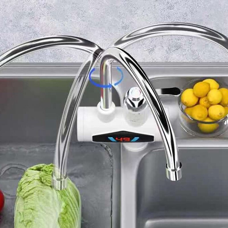 Newest Water Heater Tankless Instantaneous Faucet Tap Hot Water Crane LED Digital EU Plug