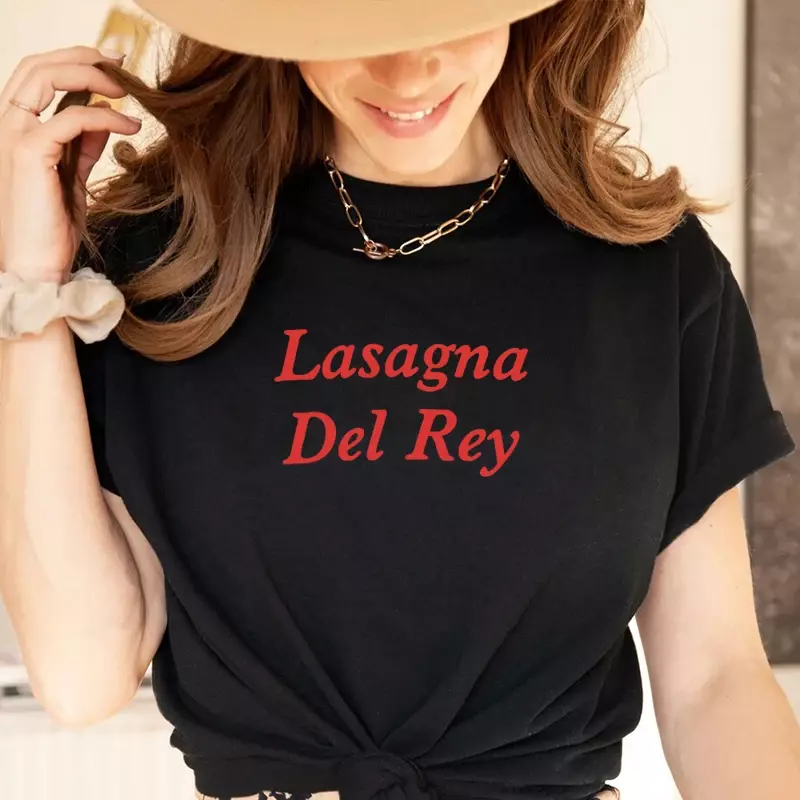 Koszulka damska z krótkim rękawem i nadrukiem Lasagna Del Rey Koszulki damskie Bawełna Wysokiej jakości koszulka graficzna Harajuku O Neck Top