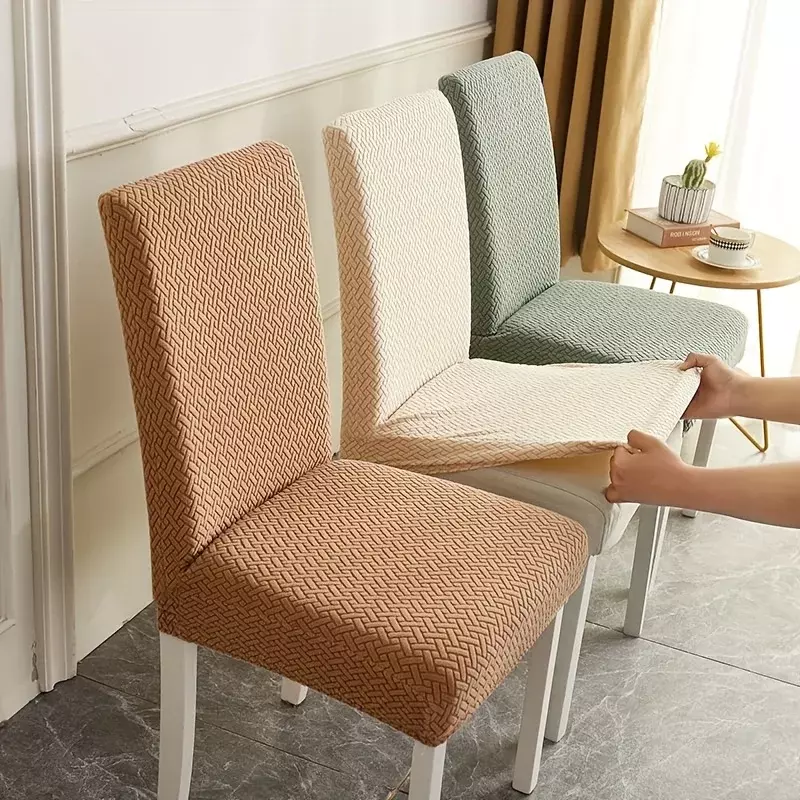 1Piece Jacquard Dining Chair Cover Dustproof Elastic Soft Chair Seat Cover Slipcover Suitable for Dining Room Living Room Decor
