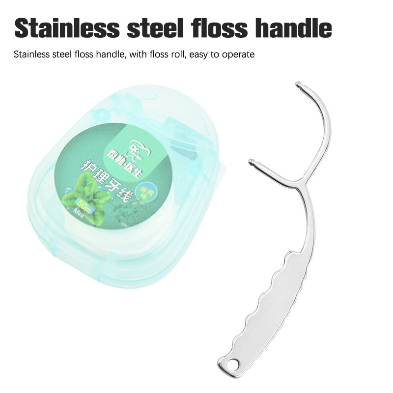 Stainless Steel Toothpick Set Tooth Flossing Reusable Toothpicks Portable Toothpick Floss Teeth Cleaner Oral Cleaning Tools