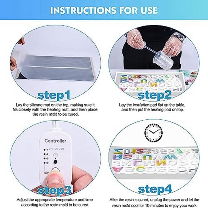 Resin Heating Pad, Epoxy Resin Quickdry Tool Set With Timer And Lid For Coaster Jewelry Silicone Mold US Plug Easy Install