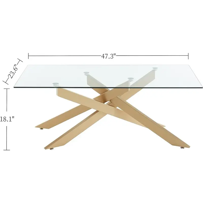 Couch tische gehärtete Glasplatte und Metallrohr Bein Couch tische für Wohnzimmer Gold Cafe Tisch 47.3 "lx23.6" wx18.1 "h Mitte
