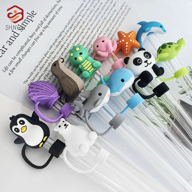 Creative Straw Covers Cap For Cup Compatible Silicone Reusable Straw Tips 10mm For Drinking Straw Topper Decoration