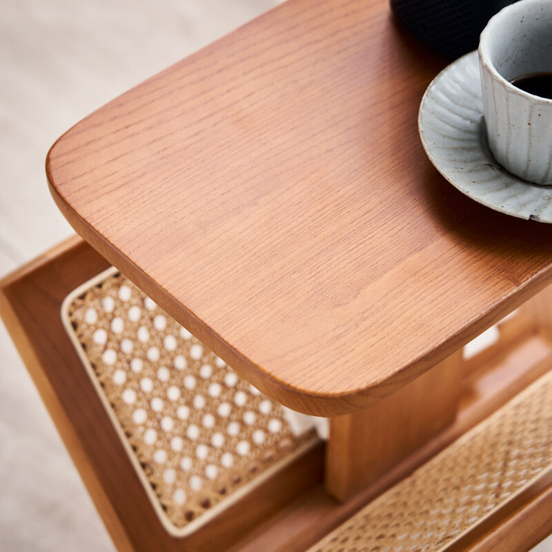 Mesa de café pequena madeira maciça, sofá de casa simples, sofá quadrado pequeno do rattan, um número de canto, cantos da sala de estar, pode ser personalizado