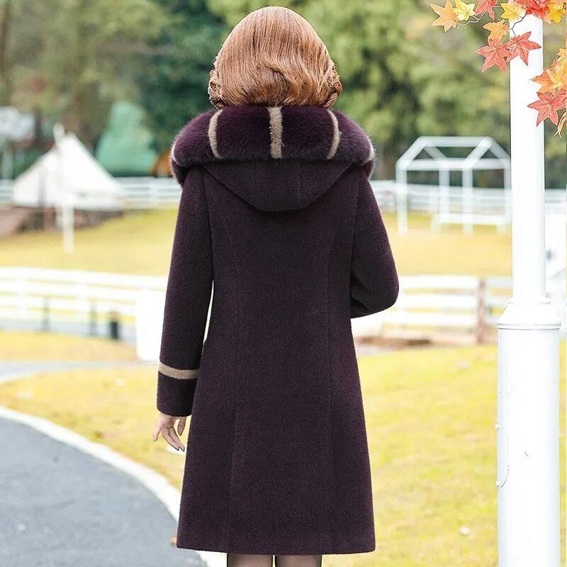 NEW Middle aged Mother Fur Coat Winter Jacket Women Imitation Mink Coat Overcoat High-end Grandmother's Woolen Coat 5XL