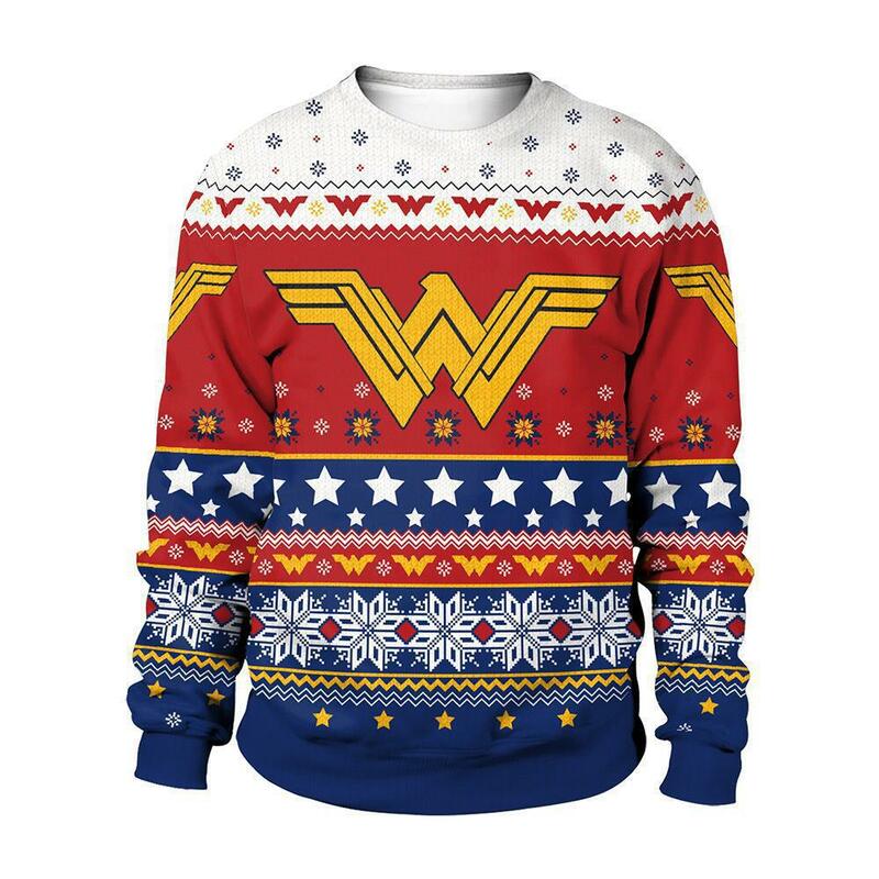 Sweater Pullover Natal, motif hewan baru, Sweater pasangan, leher bulat, Pullover Natal, motif 3D