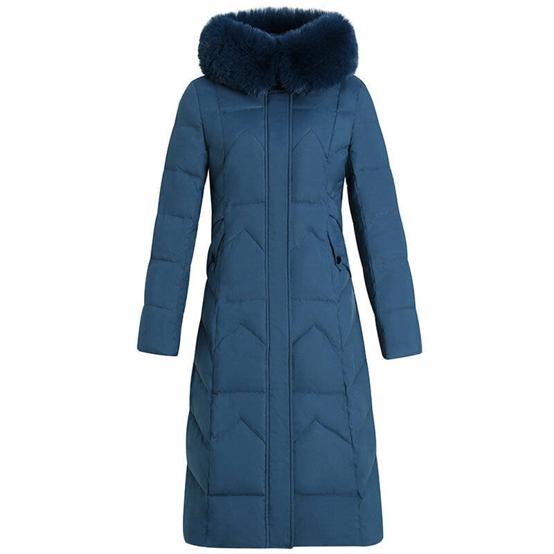 X-długi, z kapturem Woman Parkas 2023 nowe zimowe kurtki futrzany kołnierz damski Casual gruby ciepły płaszcz zimowy kobiet znosić wysokiej jakości