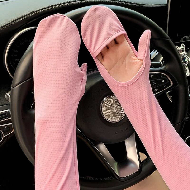 Driving Gloves Nylon With Finger Cover Cycling Gloves Arm Warmers Sun Protection Cover Sunscreen Sleeve Ice Silk Sleeves