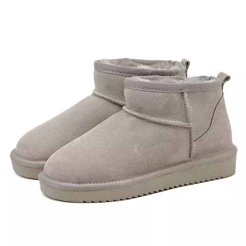 ใหม่ Snow Boot สไตล์สั้นฤดูหนาว Sheepskin รองเท้ากันน้ำสำหรับผู้หญิงขนสัตว์ธรรมชาติข้อเท้ารองเท้าบูทเรียงรายข้อเท้าแบนรองเท้า