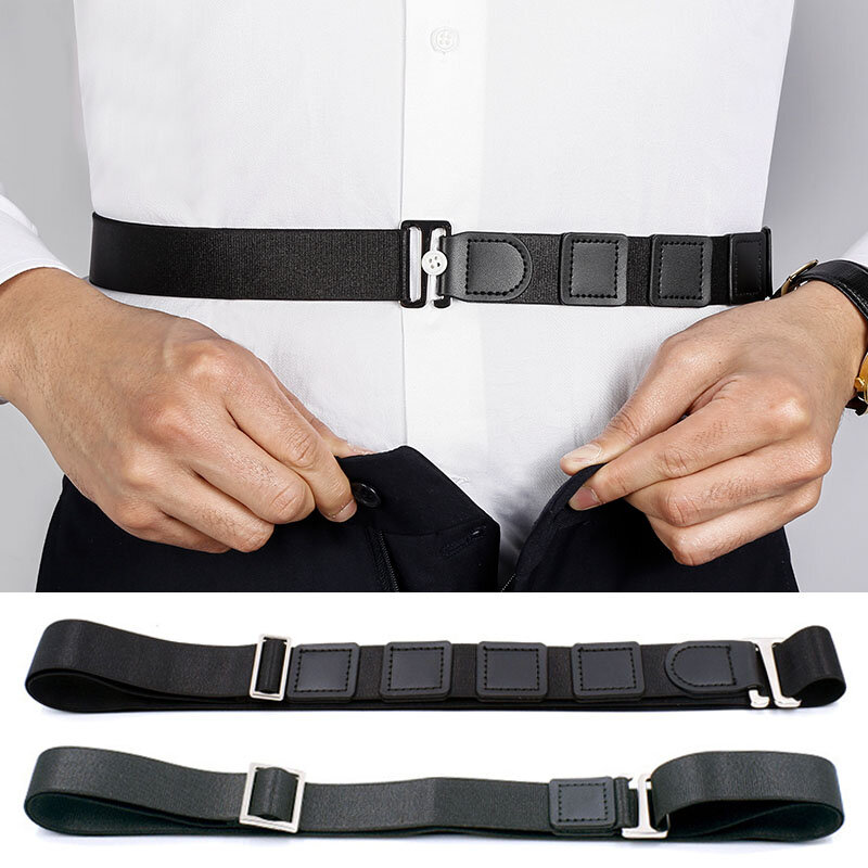 Ремень для рубашки для мужчин и женщин, Регулируемый Эластичный Нескользящий немнущийся держатель для рубашки, черный, с креплением