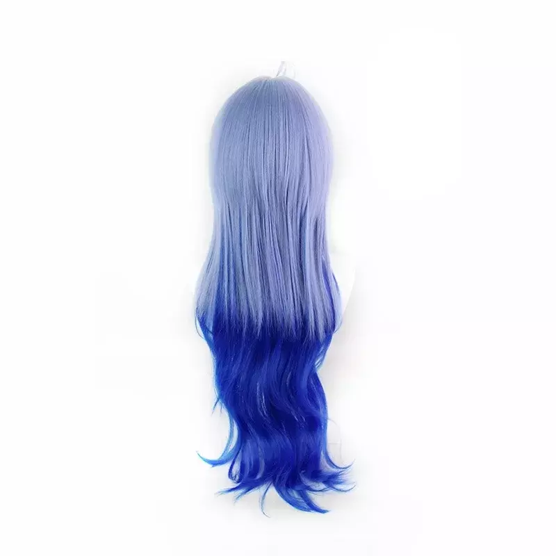 Парик для косплея Genshin Impact Ganyu Carnival Solo Show, парик для косплея из длинных волос с глубоким градиентом аквамарина + шапочка для парика