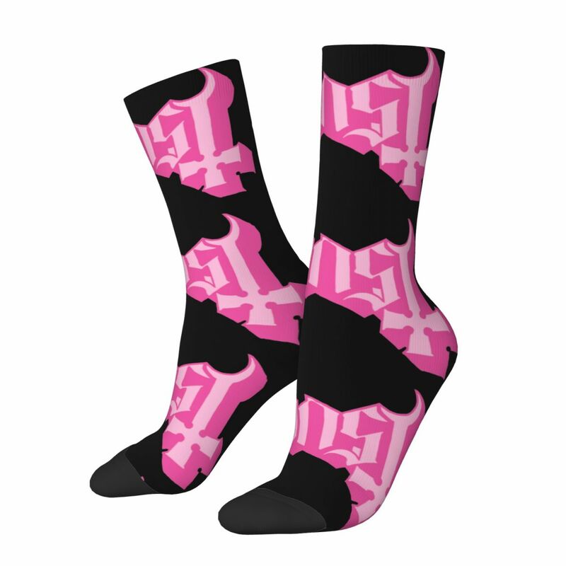 Ghost Meme Pink Logo Design Socks para homens e mulheres, Cool, acessórios exclusivos, meias de futebol, presentes maravilhosos