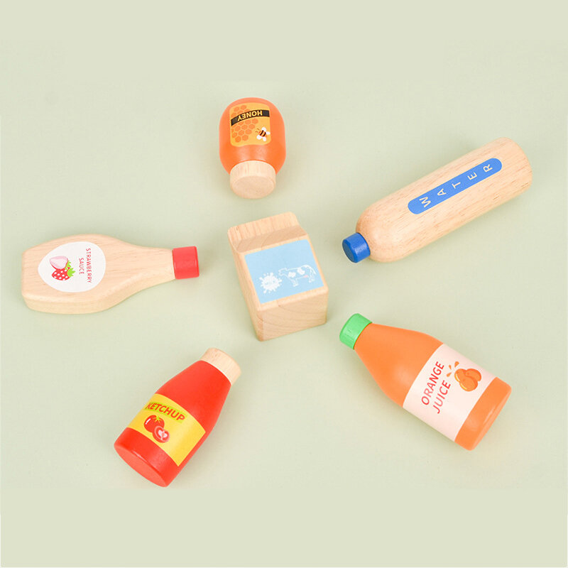Mainan Bermain Pura-pura Set Minuman Kayu Mainan Makanan Dapur Permainan Edukatif Montessori Anak-anak Mainan Imitasi Kayu untuk Anak Perempuan Anak Laki-laki