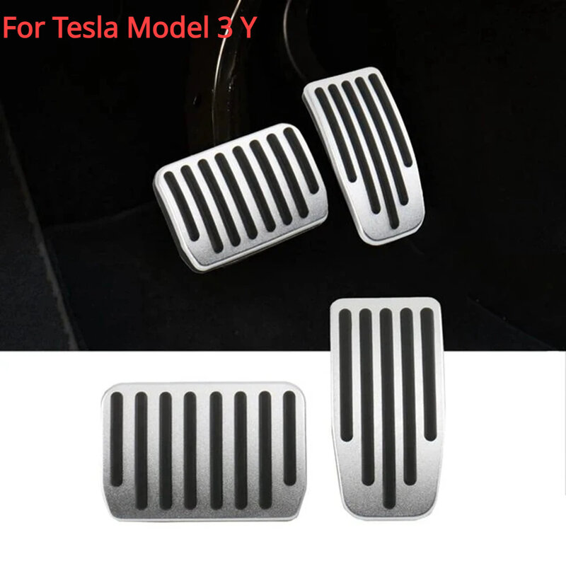 Pedales antideslizantes para Tesla Model 3 Y 2023 2022, accesorios de cubierta, acelerador de aleación de aluminio, almohadillas de descanso de freno de combustible de Gas