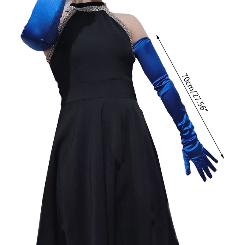 Длинные перчатки Клубные выступления на сцене Атласные перчатки Леди Танцевальный костюм Перчатки