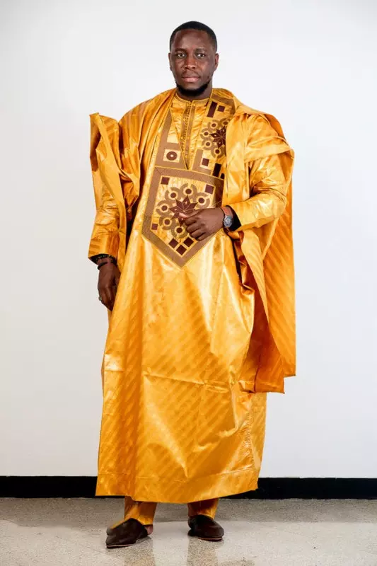 Vêtements Africains pour Homme, Haut Brodé à Manches sulf, Bazin Riche