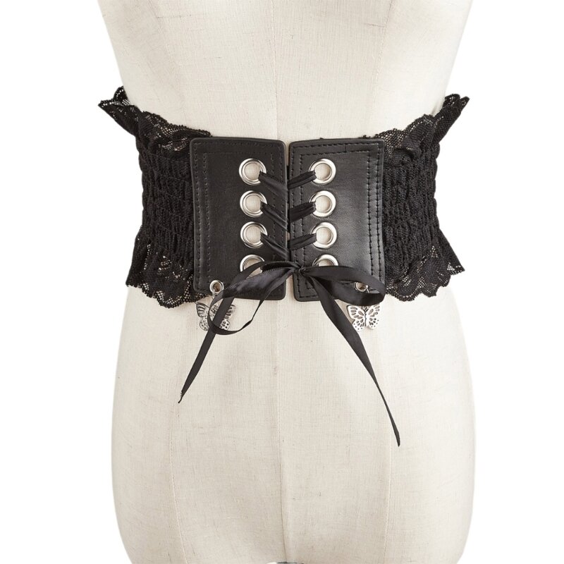 Cintura a corsetto in pizzo a farfalla Cintura regolabile in Cintura universale con lacci Accessori per abiti da festa per