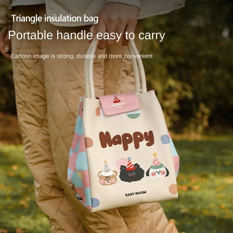 Poudres de déjeuner écologiques portables avec motif imprimé de dessin animé, sac à lunch à la mode, grande capacité, sac isotherme thermique