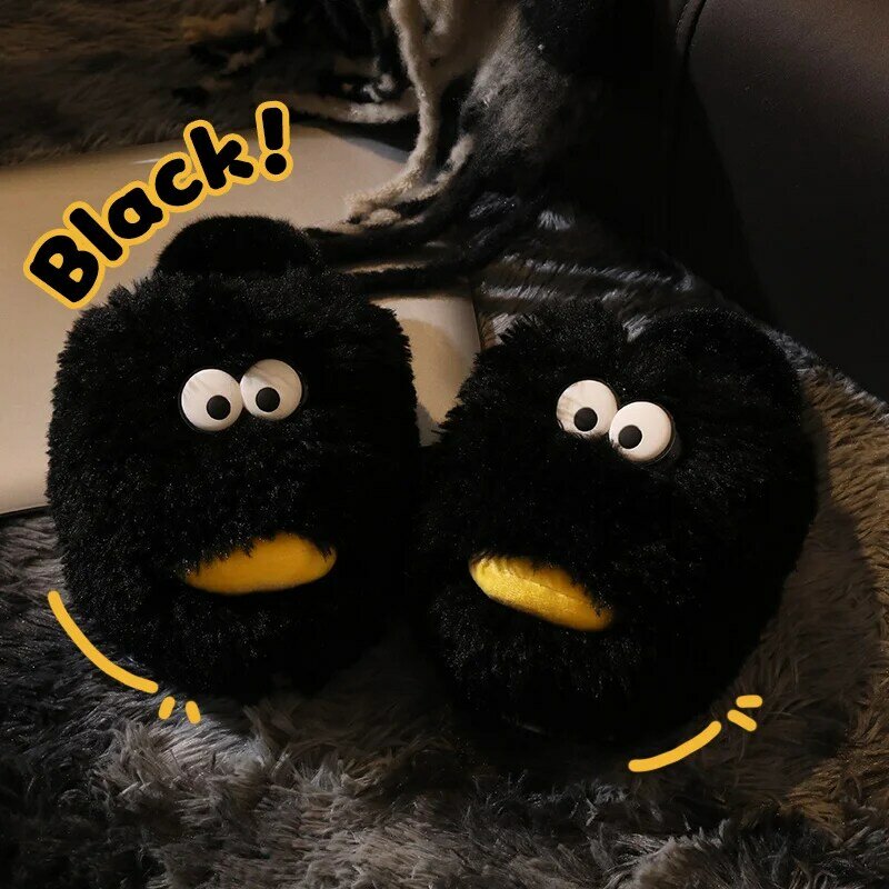 Funny Cotton Slippers Male Winter Plush Couple Warm Indoor Household Thick Sole Cute Slippers Female Winter Slipper
