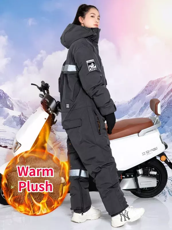 Winter wasserdicht wind dicht elektrische Motorrad Windschutz warm verdickt Plüsch Reiten kälte feste Kleidung Outdoor-Ski anzüge
