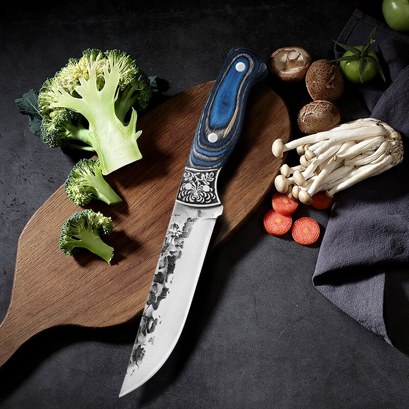 Mannaia per carne coltello per disossare forgiato coltello da macellaio coltello da cucina in acciaio inossidabile coltello da frutta coltello da campeggio affilato all'aperto