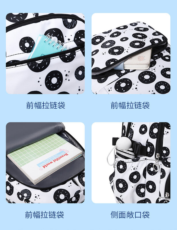 3 pezzi/set borse da scuola per bambini zaino per bambini in Nylon di lusso per adolescenti con astuccio per matite Lunchbox 2023 borsa per libri stampata