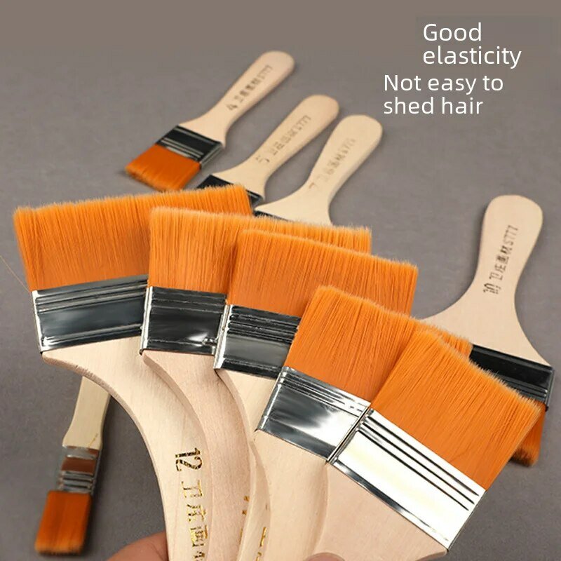 Nylon Oil Painting Brush Barbecue Dust Removal Small Brush Cleaning Metal Flat Shape Wood Handle