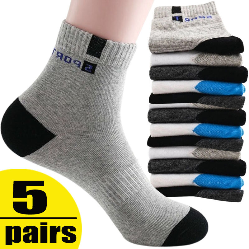 5Pairs Men's Bamboo Fiber Socks Summer Spring Breathable Cotton Sports Sock Breathable Deodorant Business Socks Plus Size 38-47