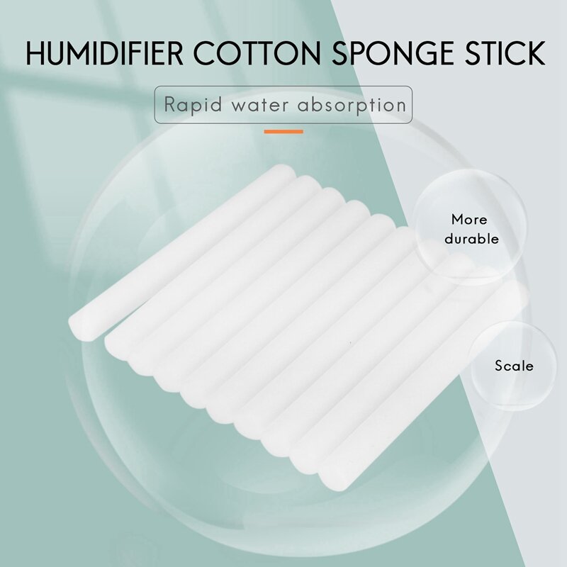 Cotton Sponge Stick para Umidificador USB, Substituição do filtro, Difusor de aroma, Névoa Maker, 10pcs por pacote