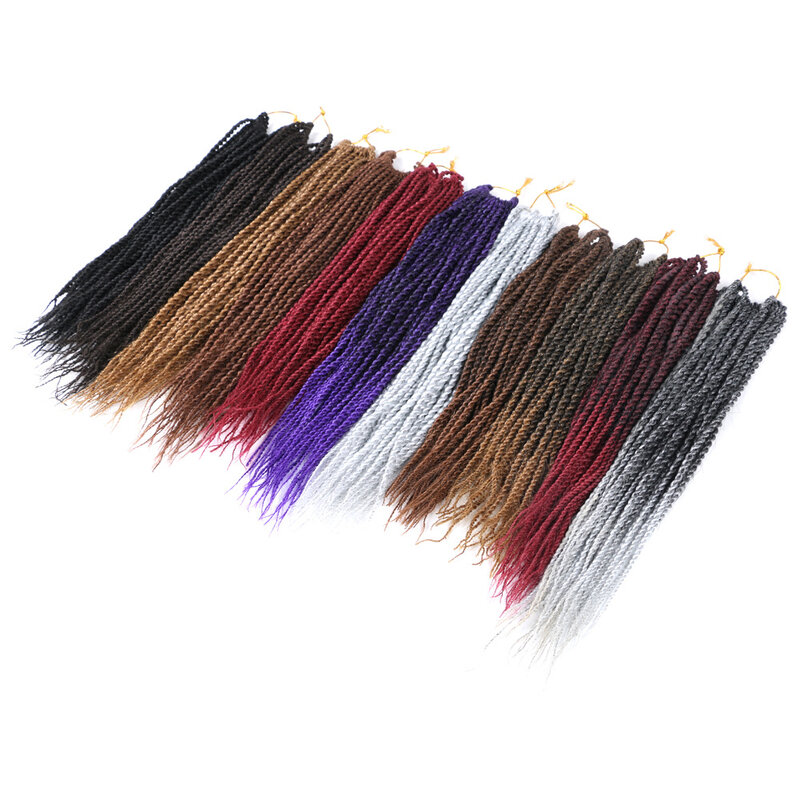 Extensões sintéticas do cabelo de crochê de crochê da torção senegalesa 14 Polegada 30 fios/pacote ombre marrom preto vermelho trança do cabelo de crochê