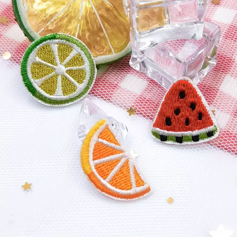 2024 New Embroidery Patch DIY Cartoon Fruits Lemon Cherry Sticker Self-adhesive Badges Emblem Clothing Bag Fabric Accessories