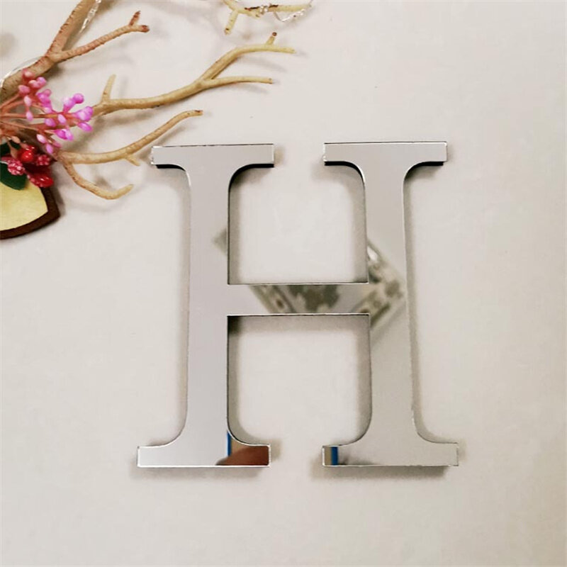 Adesivos de parede com letras inglesas, espelho acrílico 3D e EVA, arte do alfabeto, números auto-adesivos, ornamentos para decoração doméstica, 30cm