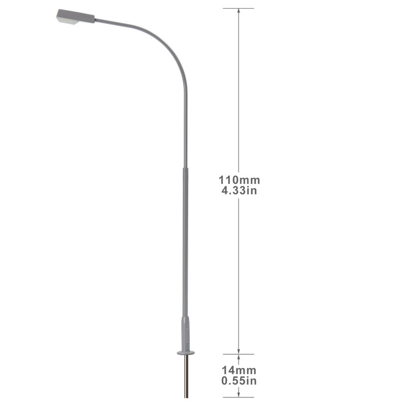 LD07OOWMGr-Lámpara de Metal Evemodel 5 piezas, modelo de diseño ferroviario OO escala 1:75, luces LED blancas cálidas para Calle