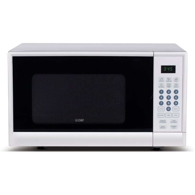 Microwave 0.9 Cu Ft dengan 10 tingkat daya, tombol tekan dan kunci anak, Microwave 900 Watt, Microwave meja dengan Timer