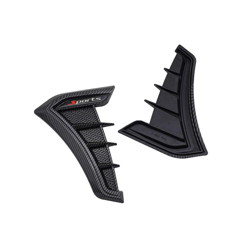 2PCS Side Vent Cover Bonnet Decorative Rear Bumper Lip Rubber Front Fender Sticker Trim Black For Universal Car Accessories
