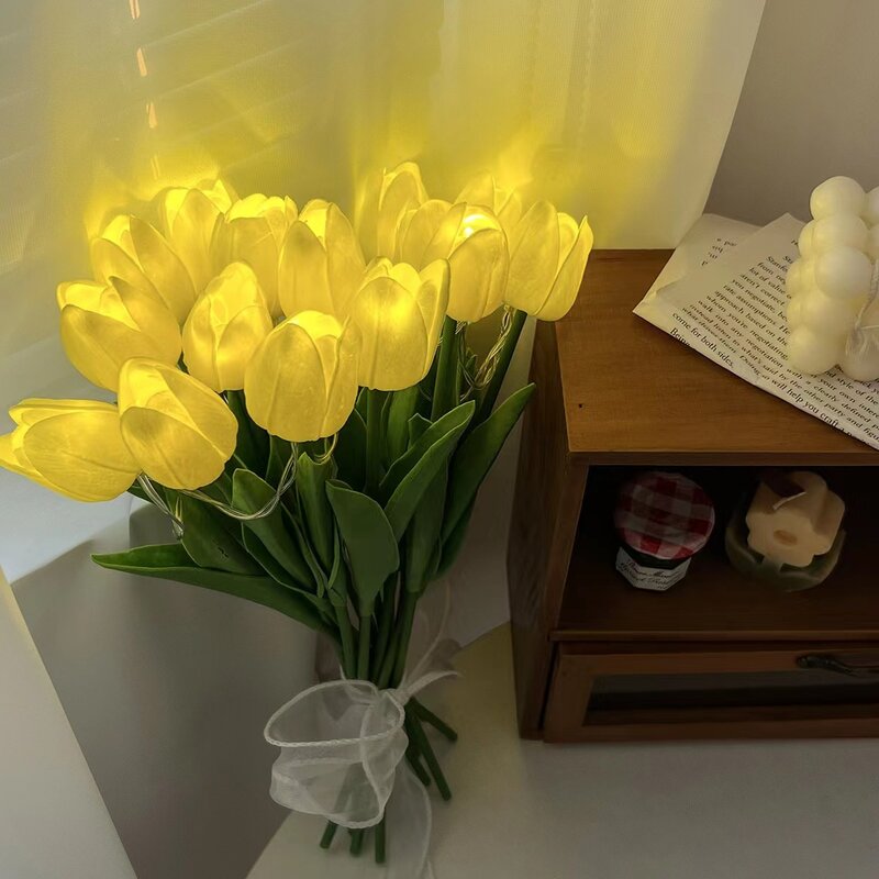  Led Simulation Tulip Night Light Home Atmosphere Decoration Valentine'S Day Holiday Gift Bedroom Bedside Decoration Night Light