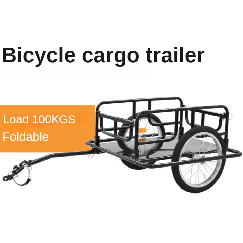 จักรยานพับเก็บได้รถลากสินค้ากลางแจ้งขี่หลังติดตั้ง Cargo รถบรรทุกถังจักรยาน Traction Vehicle Pet Trailer