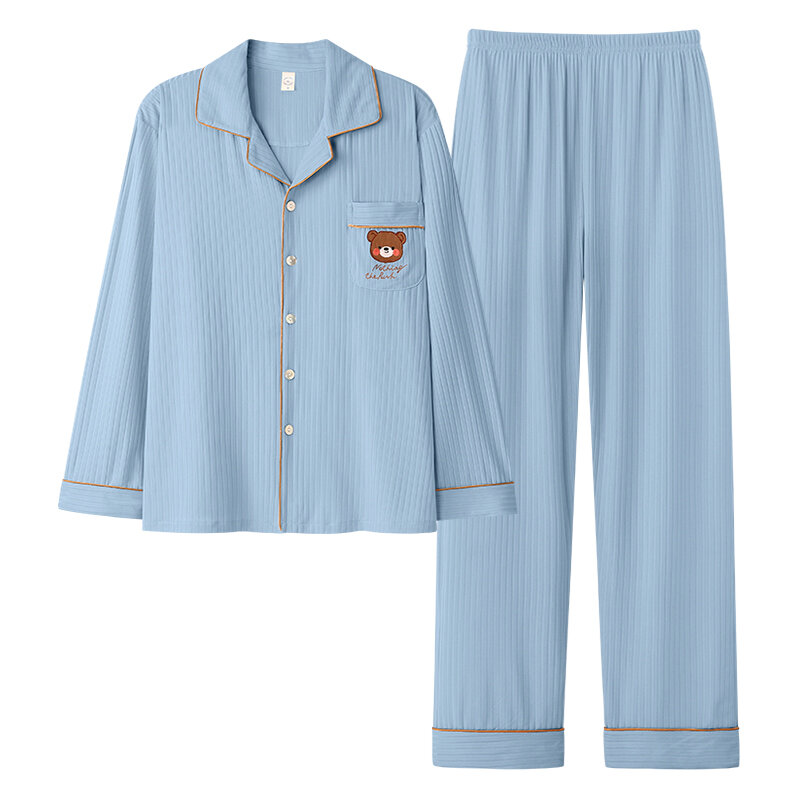 Heren Vest Pyjama Sets Leuke Cartoon Beer Pyjama Mannen Nachtkleding Knit Stijl Nachtjapon Thuis Mannelijke Soft Cozy Modal Slapen Slijtage