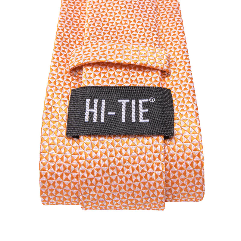 Hi-Tie Оранжевый Новый дизайнерский элегантный мужской галстук ЖАККАРДОВЫЙ галстук аксессуар галстук бриллиантовые запонки