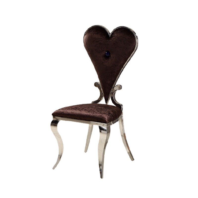Stal stalowe krzesło do jadalni w kształcie serca to prosta i modna hotel w europejskim stylu nowoczesna, nowa skórzana restauracja flanelowa