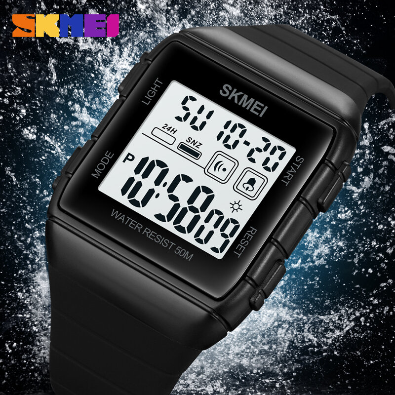 Luxury 2Time Digital Watch Led Light Fashion Men's Watches Original Brand SKMEI Wristwatch Countdown Alarm Clock Waterproof