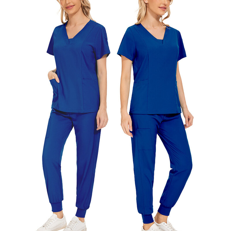 Seragam bedah wanita Scrub Set medis Suster kecantikan Salon pakaian kerja Scrub klinis Top + celana Spa dokter Nursing tunik Suit