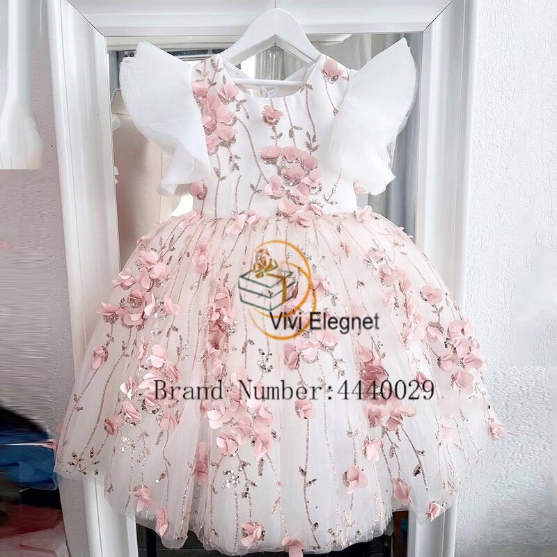 Scoop A Line Sleeveless Flower Girls Dresses with Beading 2023 Sequined Real Picure Zipper Back Christmas Gowns فلور فتاة اللباس