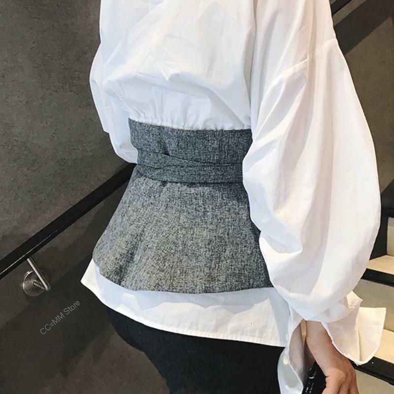 2022 New Fashion corsetto cintura per le donne solido coulisse grigio corea Cummerbunds irregolare Casual Wid cintura femminile