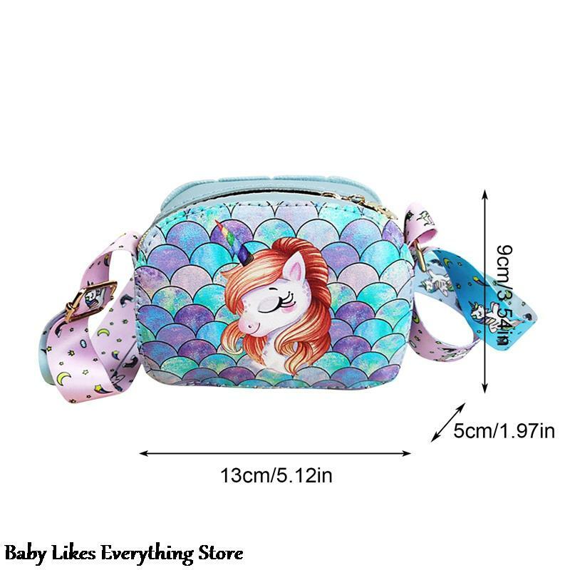 Tęcza w stylu kreskówki jednorożec torba na ramię z PU dla dziewczynek torba na telefon niemowlę dziecięca torba na ramię listonoszka portmonetka prezenty dla dzieci