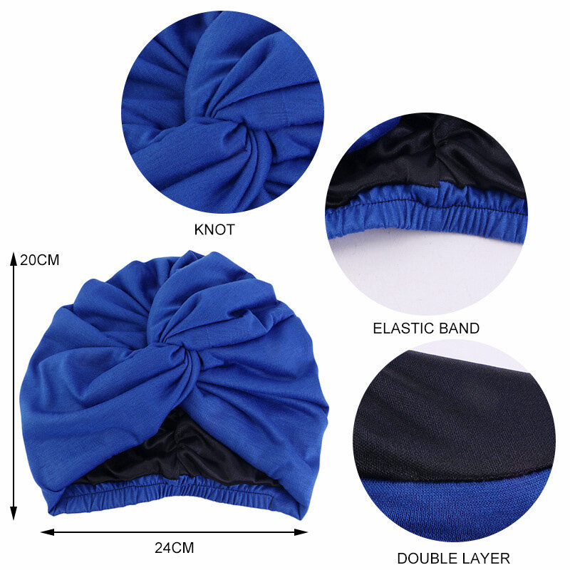 Topi Turban Hijab Jersey Muslim Topi Turbante Warna Solid Silang Dahi Headwear Islami Topi India untuk Wanita Topi Hijab Batin